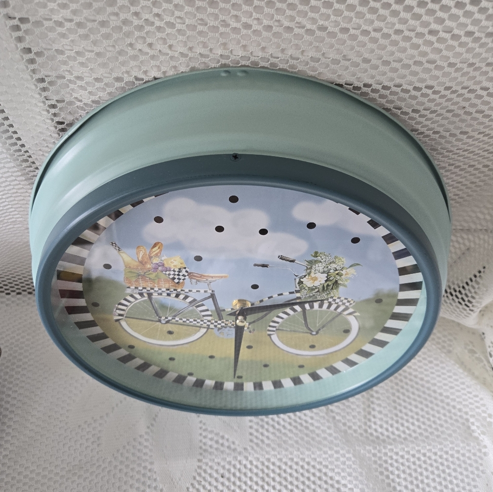 MacKenzie-Childs Bike Ride Retro-Style Clock - Picture 3 of 10